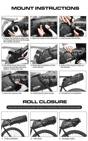 Sacoche de selle de vélo imperméable 5L/10L/13L "Rhinowalk - RK511 series" - Planète Rando