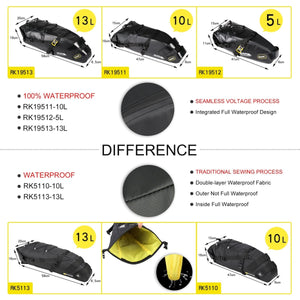 Sacoche de selle de vélo imperméable 5L/10L/13L "Rhinowalk - RK511 series" - Planète Rando