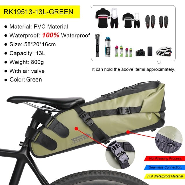 Sacoche de selle de vélo imperméable 5L/10L/13L "Rhinowalk - RK511 series" - Planète Rando