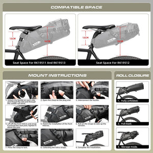 Sacoche de selle de vélo imperméable 5L/10L/13L "Rhinowalk - RK511 series" - Planète Rando