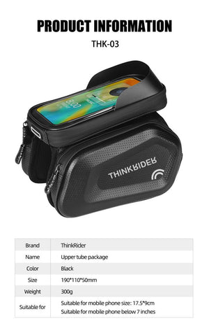 Sacoche de vélo de cadre avec étui pour écran tactile de 7 pouces 220g "ThinkRider - THK-02" - Planète Rando