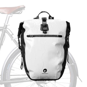 Sacoche de vélo étanche sur porte-bagages arrière "Rhinowalk - X21669 27L" - Blanc | Planète Rando