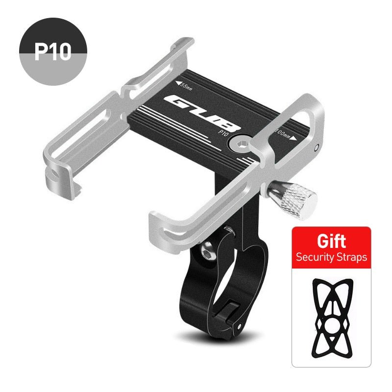 Support téléphone vélo HONEVER noir argent GUB, pince réglable, sangle sécurité, rotatif pour guidon outdoor.