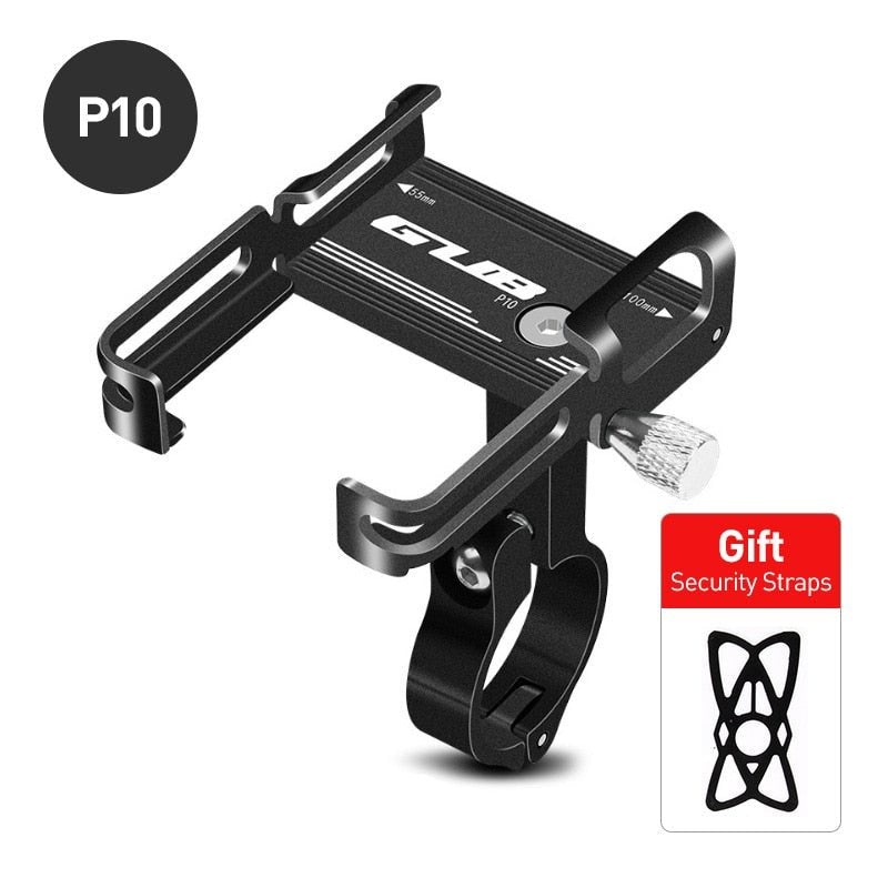 Support de téléphone HONEVER GUB noir pour guidon de vélo avec pince métallique réglable et sangle de sécurité fournie.
