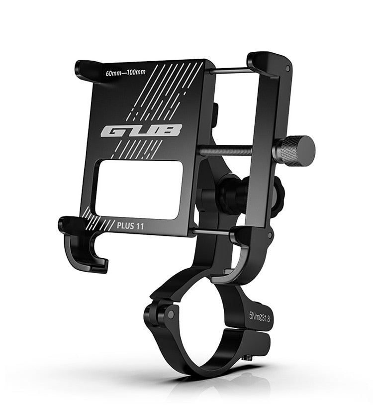 Support téléphone vélo HONEVER GUB noir, métal réglable pour guidon, fixation sécurisée en extérieur lors de vos randonnées.