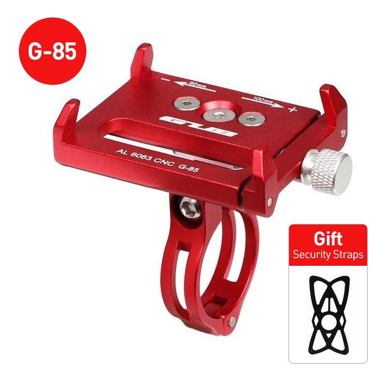 Support téléphone vélo HONEVER GUB Series rouge, aluminium CNC, rotatif, sangles de sécurité, pour guidon outdoor.