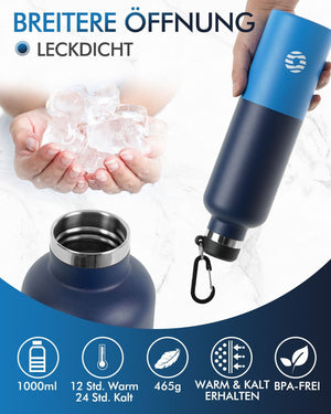 Thermos en acier inoxydable 1000ml sans BPA avec étui isolant "FJbottle – Pure" - Planète Rando