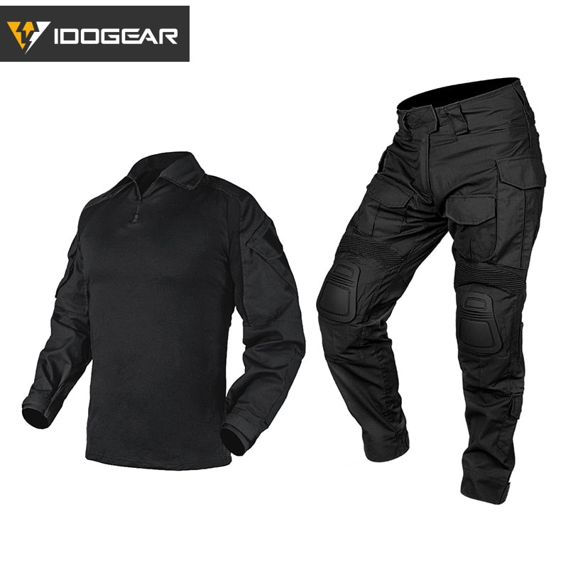 Uniforme tactique airsoft, chasse / tenue de camouflage 1.5kg "IDOGEAR - Gen3" - Noir / S | Planète Rando