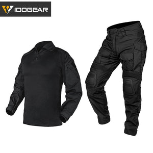 Uniforme tactique airsoft, chasse / tenue de camouflage 1.5kg "IDOGEAR - Gen3" - Noir / S | Planète Rando