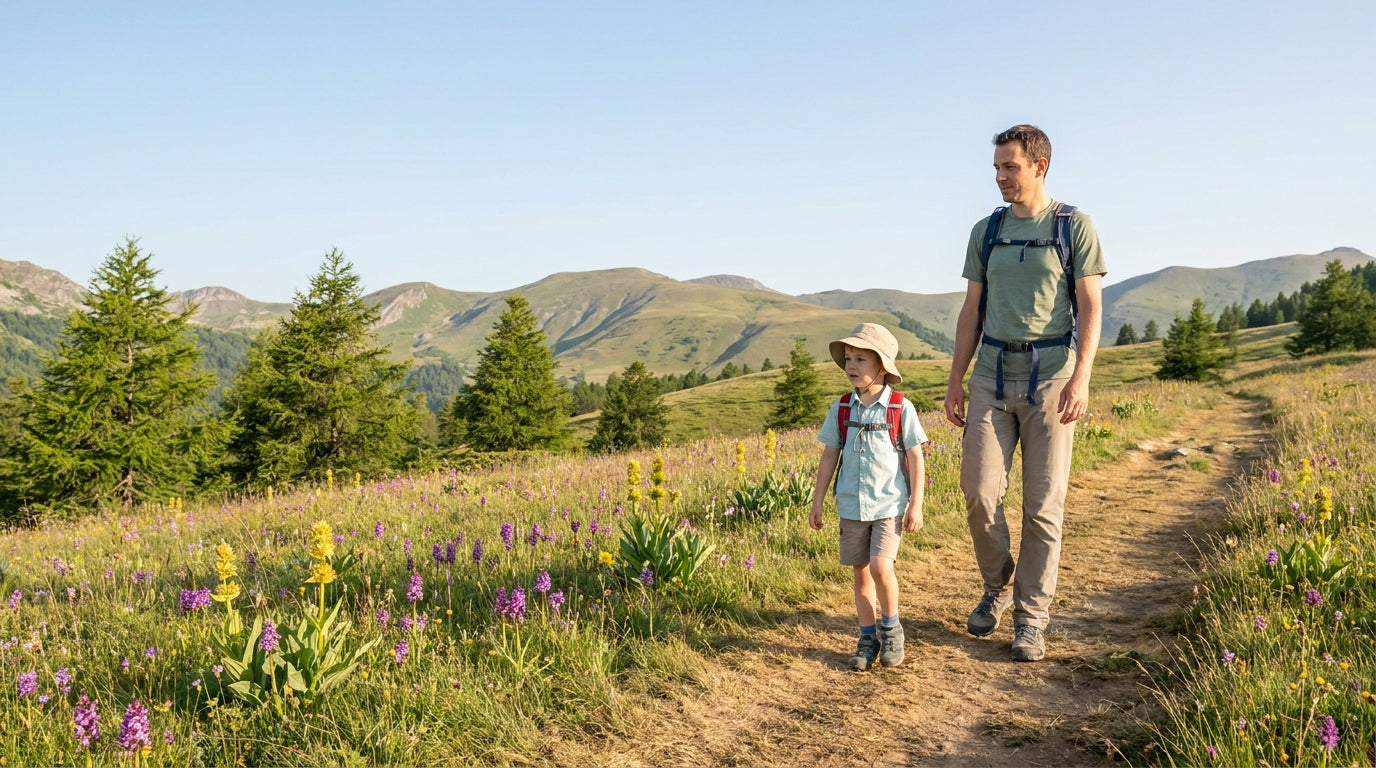 Départ matinal : randonnée d'été sereine pour parents et enfants