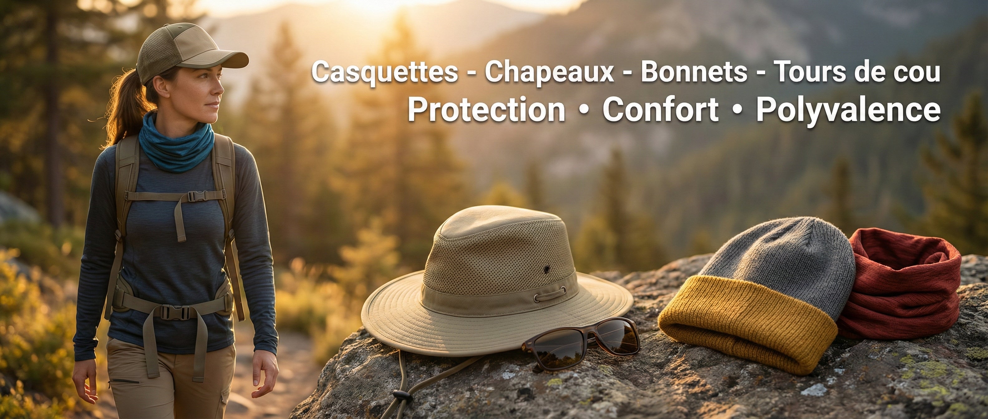 Casquettes, chapeaux, bonnets et tours de cou de randonnée