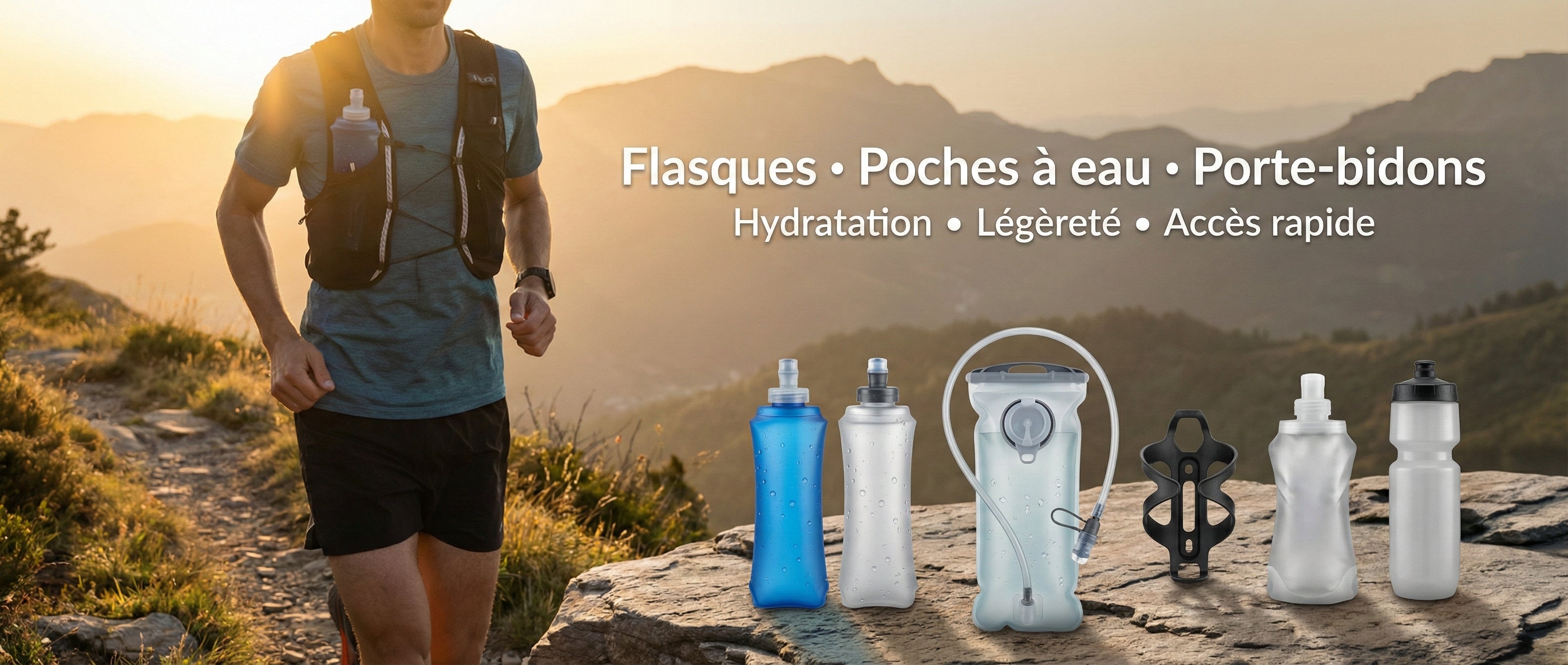 Flasques, poches à eau & porte-bidons