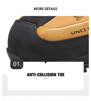 Bottines d'expédition pour homme Humtto "HT-240662A" noires et bleues, 100% imperméables, semelle renforcée et antidérapante. L'encart montre l'eau qui s'écoule. Idéales pour aventures outdoor, gardent vos pieds au sec et stables.