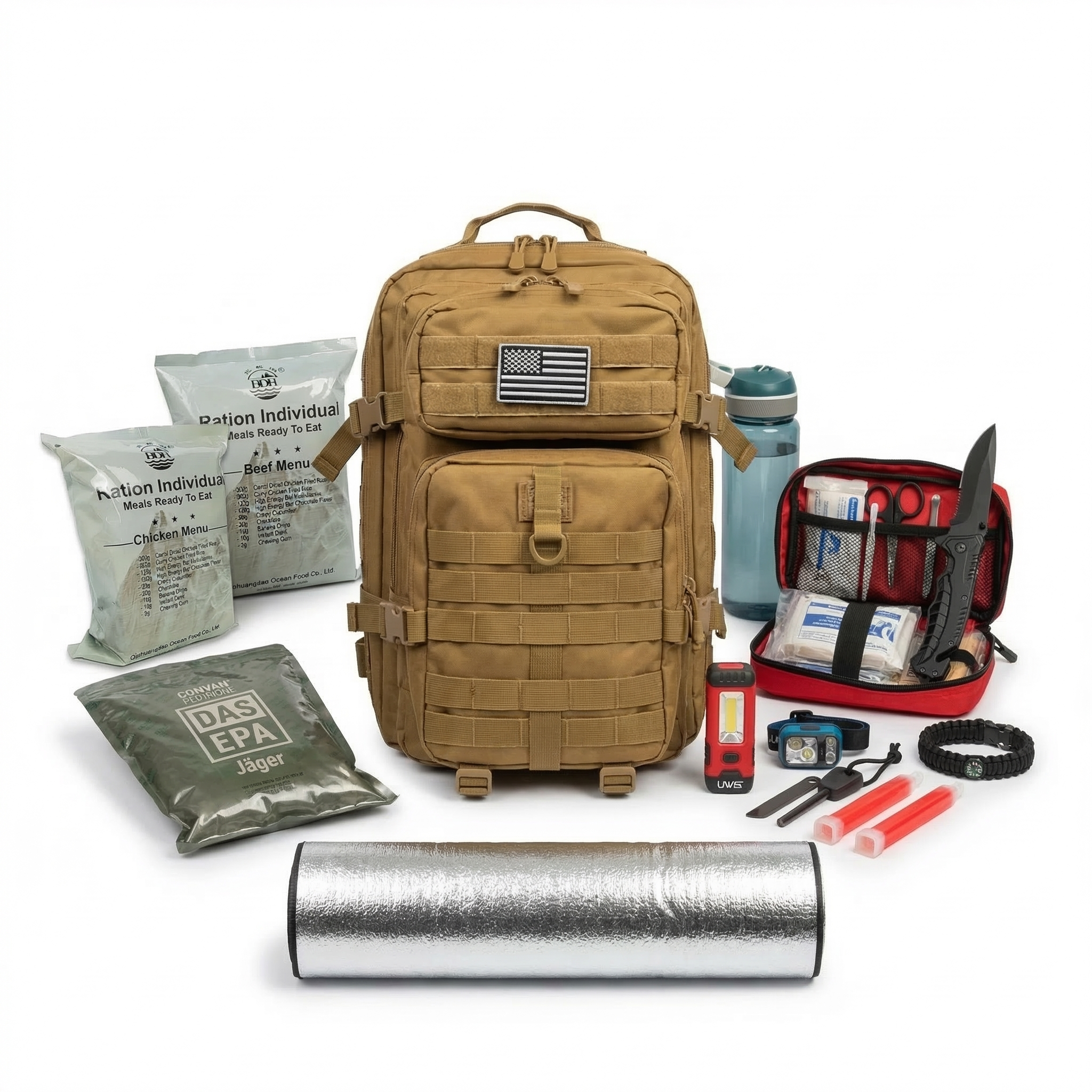 Sac d'évacuation / kit de secours 48H-72H pour 1 personne "Planète-Rando - Survie Pro"