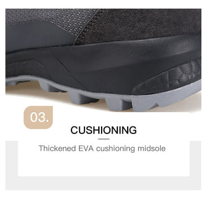 La chaussure de randonnée pour femmes Humtto "HUMTTO - HT-230078B" présente une tige en maille violette et rose, des lacets, un support pour la cheville, une semelle texturée et une protection contre les éclaboussures, le tout sur fond blanc.