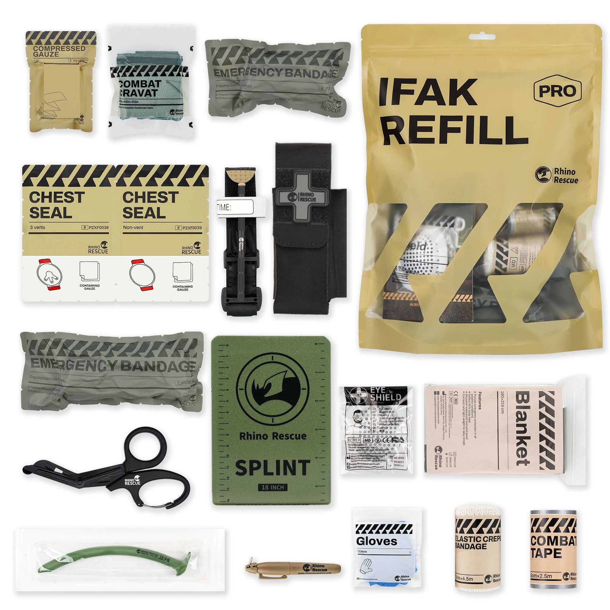Kit médical de traumatologie de sauvetage / fournitures de recharge IFAK "Rhino rescue - Trauma kit series"