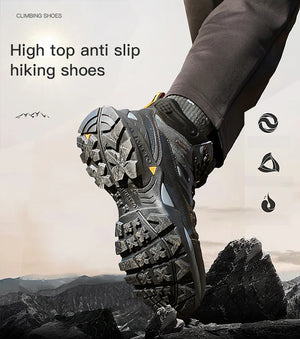 Les bottines tactiques 100% imperméables Humtto - HT-240760A pour homme, marron et noires, avec semelle robuste, tige en mesh et suède, et fermeture à lacets, sont idéales pour ceux recherchant des chaussures imperméables.