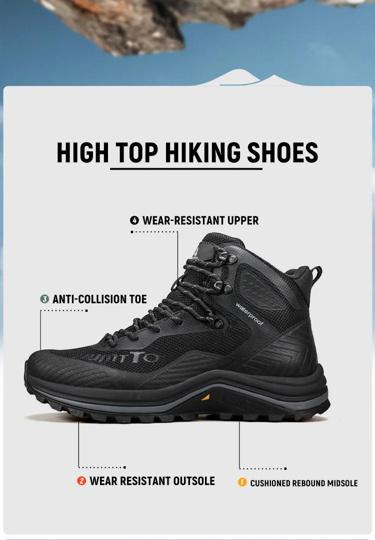 Les chaussures de randonnée Humtto "HT-250460B" pour femmes sont dotées de la technologie Static Waterproof, d'un design gris/rose, d'une semelle robuste, d'un lacet à l'avant et d'un support pour la cheville. Imperméables et respirantes. Affichées sur un fond blanc.