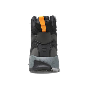 Les chaussures de randonnée montantes pour hommes Humtto "HUMTTO - HT-220463A" sont dotées d'une tige résistante aux éclaboussures et d'une semelle robuste avec des accents orange, soulignant leur design et leur protection imperméable.