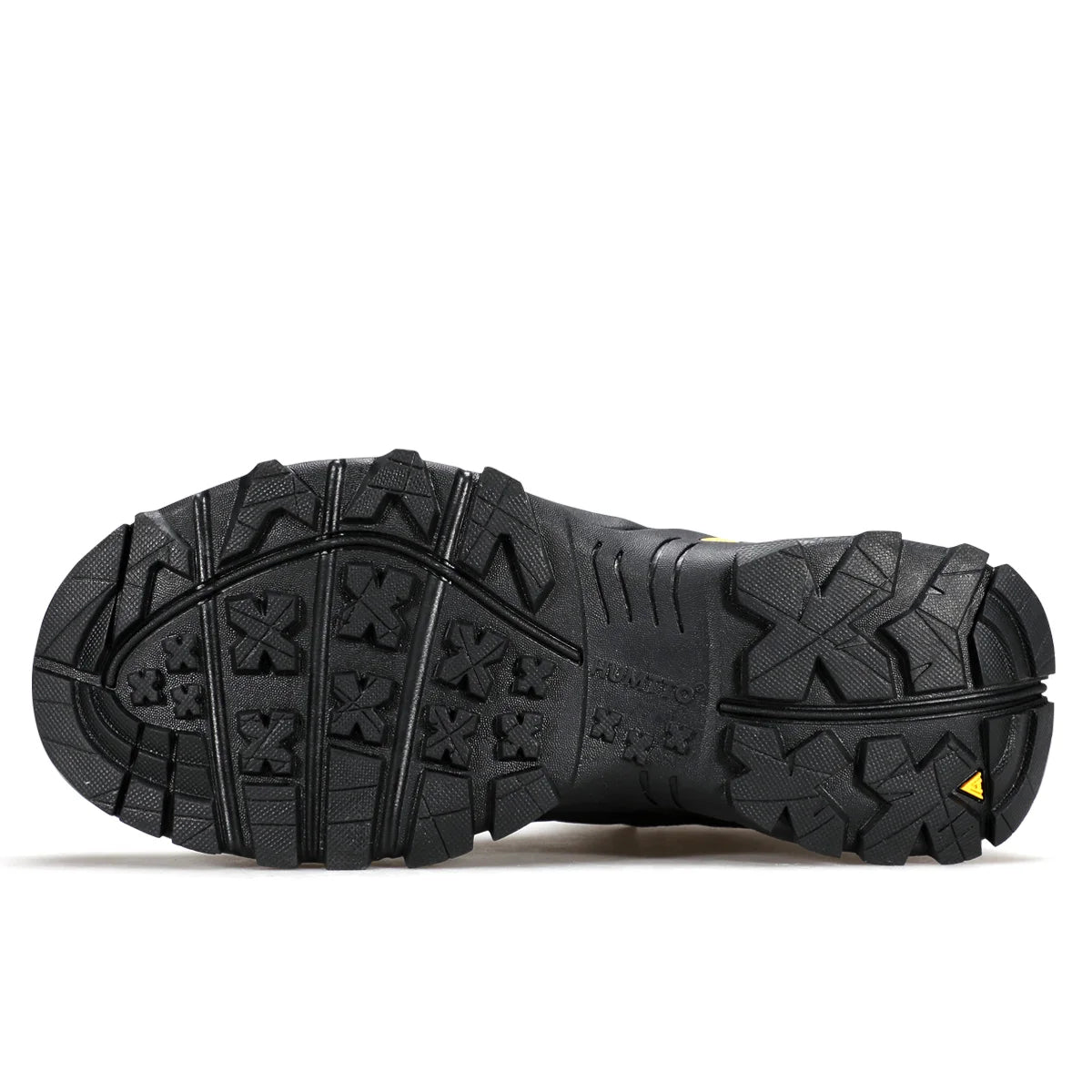 A single Humtto Chaussure de randonnée high-top "HT-250290A", vert et noir, en cuir véritable, avec lacets noirs et semelle antidérapante splash-proof, est présentée en vue latérale.