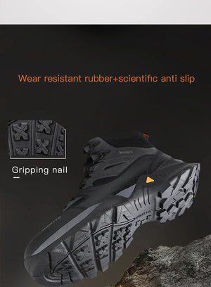 Les bottines tactiques 100% imperméables Humtto - HT-240760A pour homme, marron et noires, avec semelle robuste, tige en mesh et suède, et fermeture à lacets, sont idéales pour ceux recherchant des chaussures imperméables.