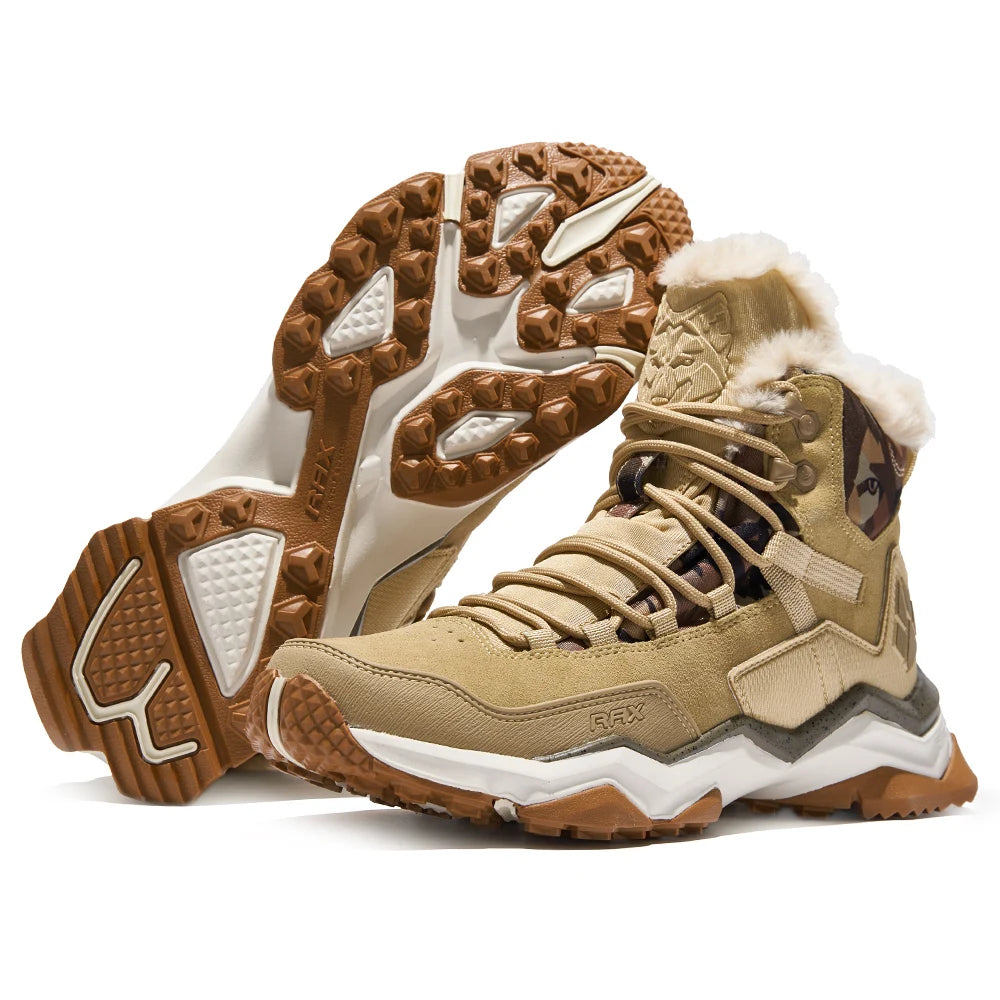 Botas de senderismo con forro polar / botas de invierno, de caña media e impermeables, de curry auténtico, unisex "RAX - 20012"