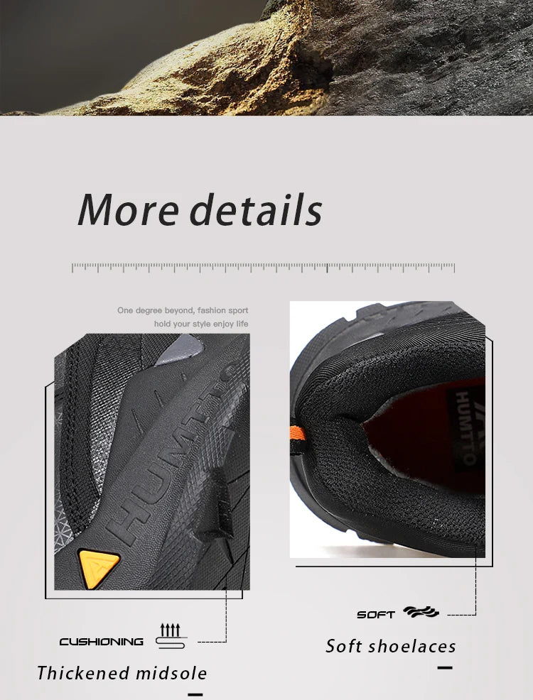 Les bottines tactiques 100% imperméables Humtto - HT-240760A pour homme, marron et noires, avec semelle robuste, tige en mesh et suède, et fermeture à lacets, sont idéales pour ceux recherchant des chaussures imperméables.