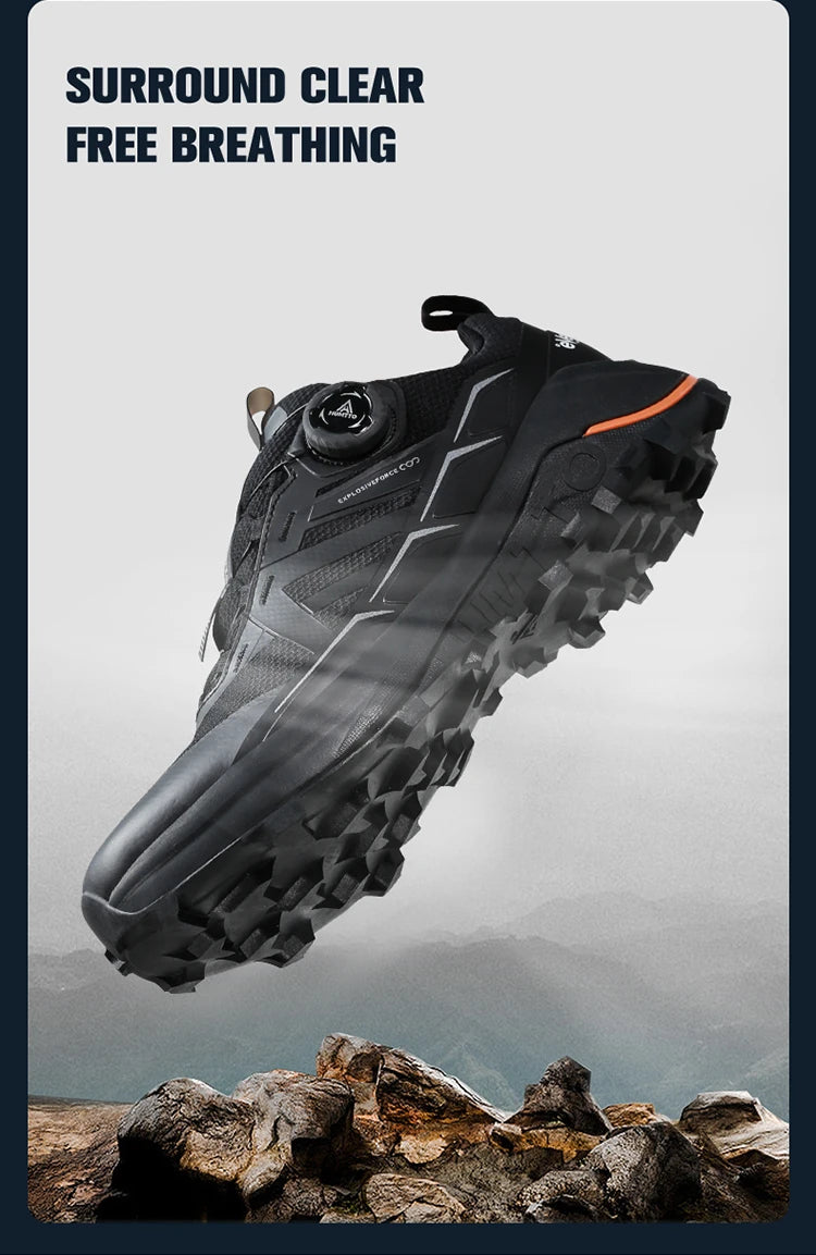 Les chaussures de trail Humtto RKT Explosive Force pour homme sont dotées de la technologie eVent® Dynamic Waterproof, de semelles robustes et d'un système de laçage rapide - des chaussures imperméables homme idéales pour le confort et la performance dans toutes les aventures.
