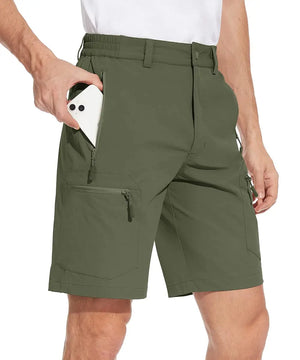 TACVASEN Short cargo d'été à 5 poches zippées, séchage rapide, pour homme, short de pêche, extensible, pour la randonnée en plein air, short de travail en nylon, léger Planète Rando