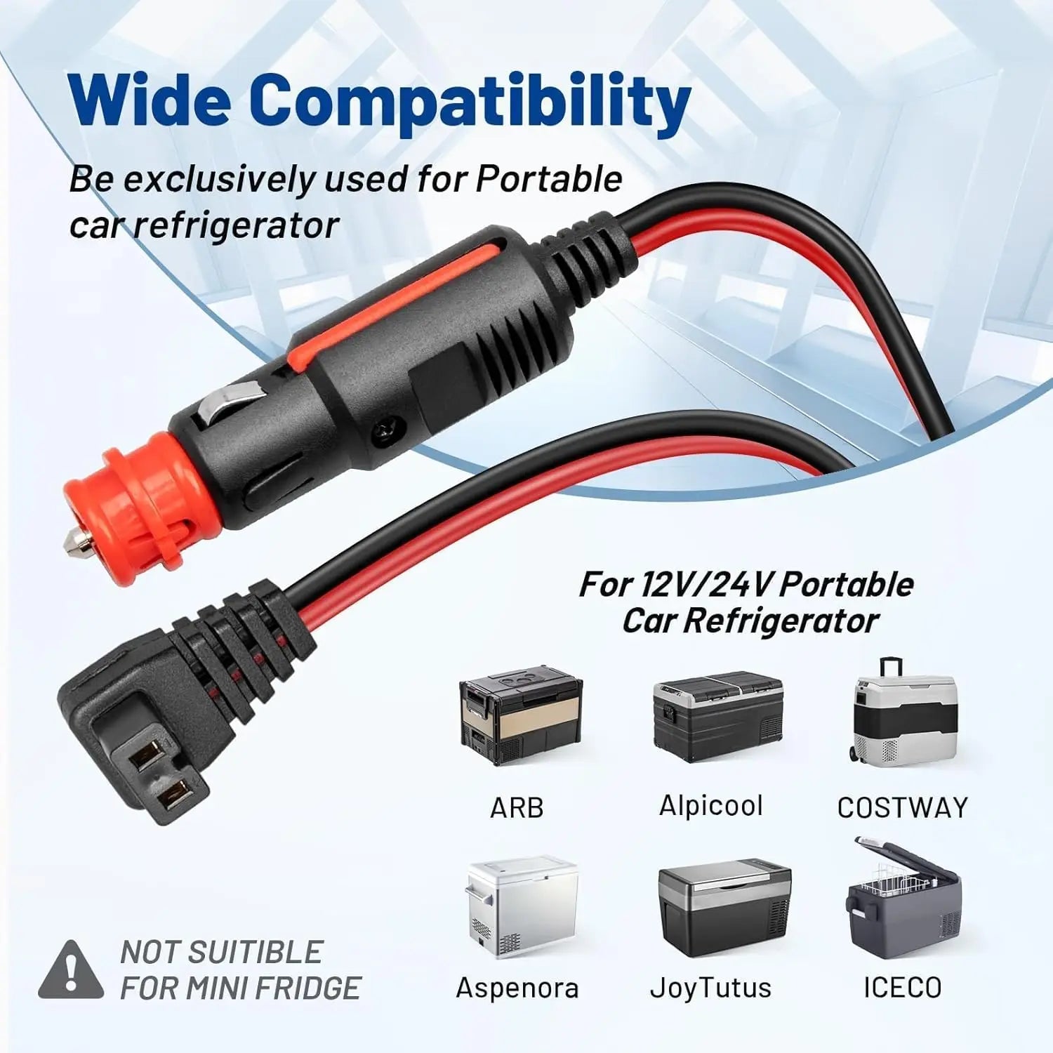 Cordon d'alimentation pour réfrigérateur et congélateur de voiture DC, 11,5 pieds, pour réfrigérateur et congélateurs 12V, pour Alpicool COSTWAY ARB ICECO Setpower Aspenora JoyTutus Planète Rando