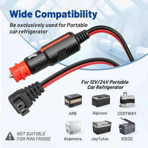 Cordon d'alimentation pour réfrigérateur et congélateur de voiture DC, 11,5 pieds, pour réfrigérateur et congélateurs 12V, pour Alpicool COSTWAY ARB ICECO Setpower Aspenora JoyTutus Planète Rando