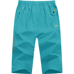 TACVASEN-Short capri d'été pour homme, vêtement long à séchage rapide, pour randonnée, camping, montagne, travail, poche zippée, pêche en plein air, 3/4 Planète Rando