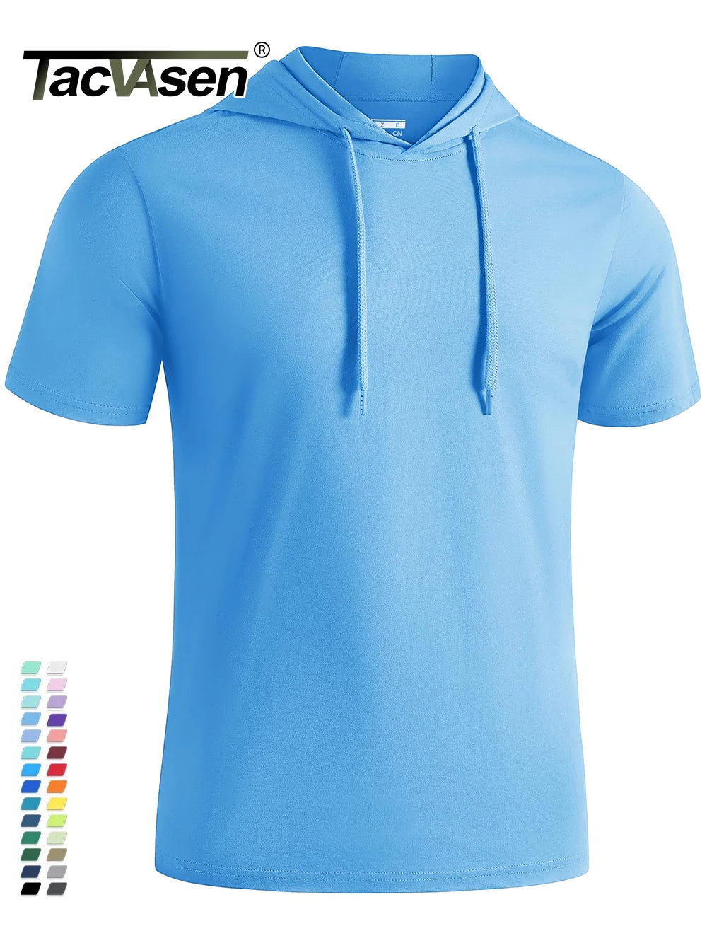 T-shirt à capuche légers en coton pour l'été, manches courtes "TACVASEN - TS300"