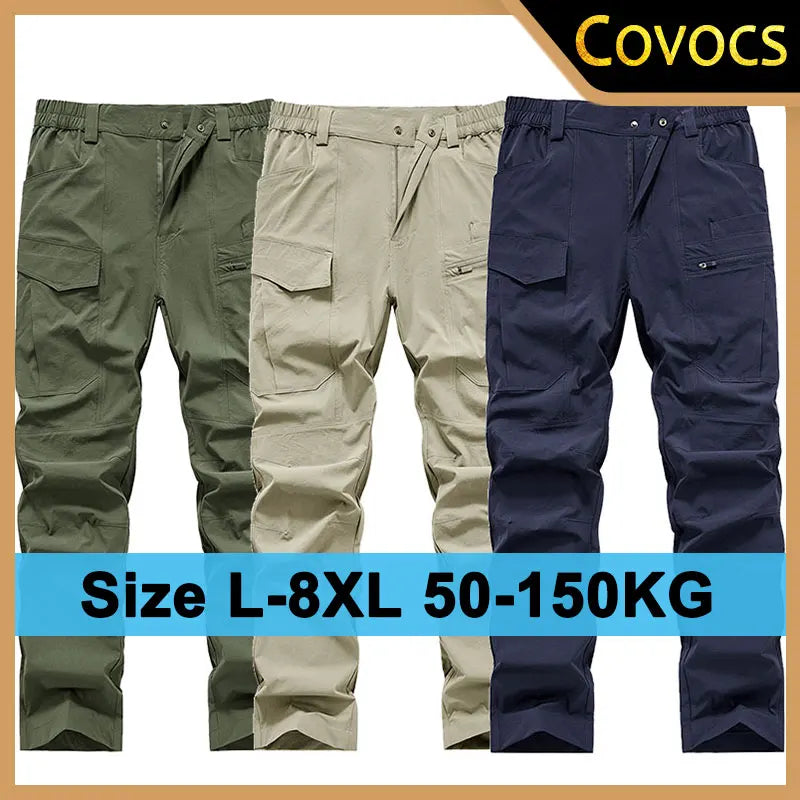 Pantalon cargo homme à séchage rapide avec poches zippées, grande taille pour homme "Covocs - 9937"