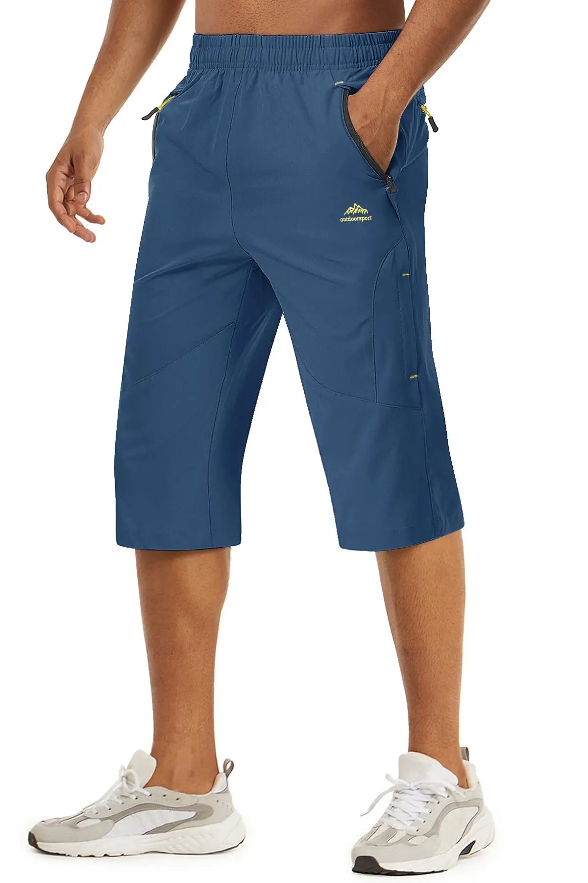 TACVASEN-Short capri d'été pour homme, vêtement long à séchage rapide, pour randonnée, camping, montagne, travail, poche zippée, pêche en plein air, 3/4 Planète Rando