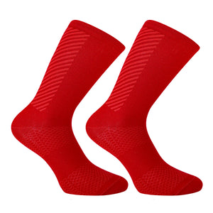 Trois paires de chaussettes de cyclisme pour hommes Daven Socks - YD-345, longueur ras du cou, en blanc, jaune néon avec accents noirs, et noir sont présentées côte à côte sur un fond blanc.