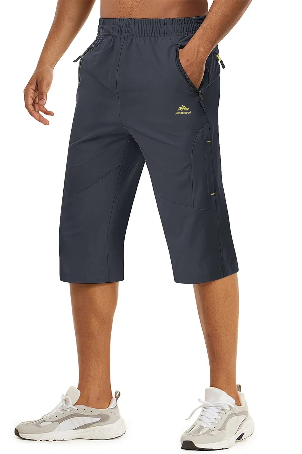 TACVASEN-Short capri d'été pour homme, vêtement long à séchage rapide, pour randonnée, camping, montagne, travail, poche zippée, pêche en plein air, 3/4 Planète Rando