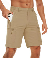 TACVASEN Short cargo d'été à 5 poches zippées, séchage rapide, pour homme, short de pêche, extensible, pour la randonnée en plein air, short de travail en nylon, léger Planète Rando