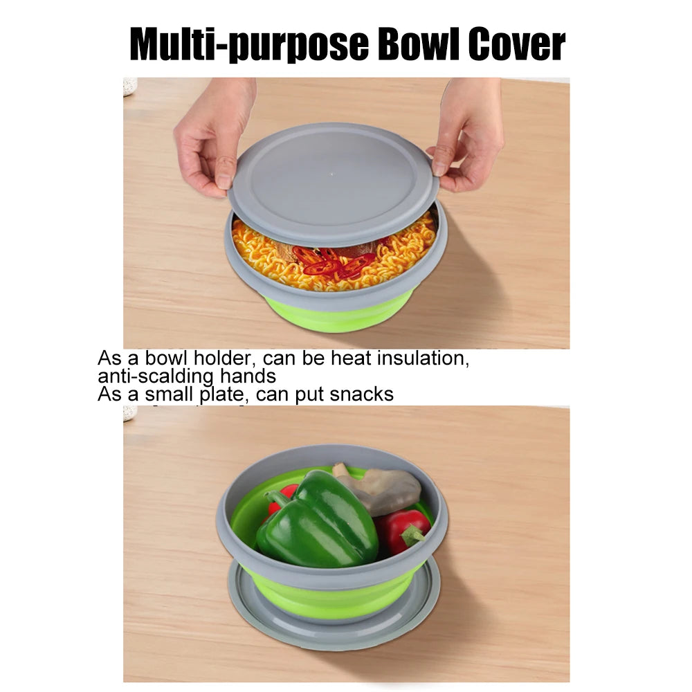 Boîte à déjeuner pliante, ensembles de bols en Silicone 3 pièces/ensemble, récipient alimentaire, ensemble de vaisselle, bol à salade pliable avec couvercle Portable Planète Rando