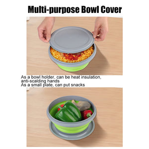 Boîte à déjeuner pliante, ensembles de bols en Silicone 3 pièces/ensemble, récipient alimentaire, ensemble de vaisselle, bol à salade pliable avec couvercle Portable Planète Rando