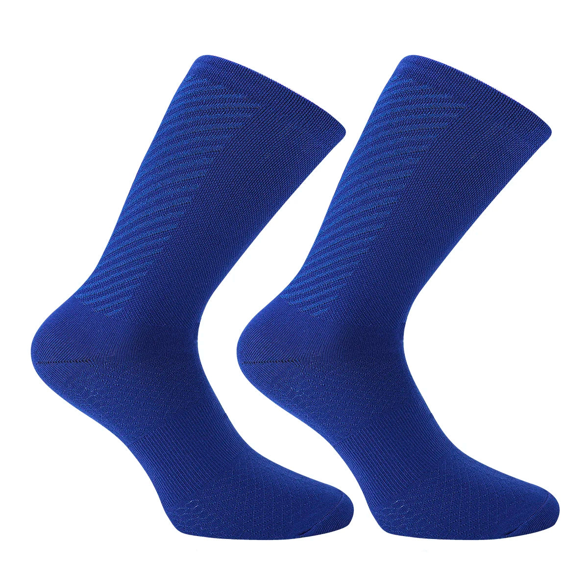 Trois paires de chaussettes de cyclisme pour hommes Daven Socks - YD-345, longueur ras du cou, en blanc, jaune néon avec accents noirs, et noir sont présentées côte à côte sur un fond blanc.