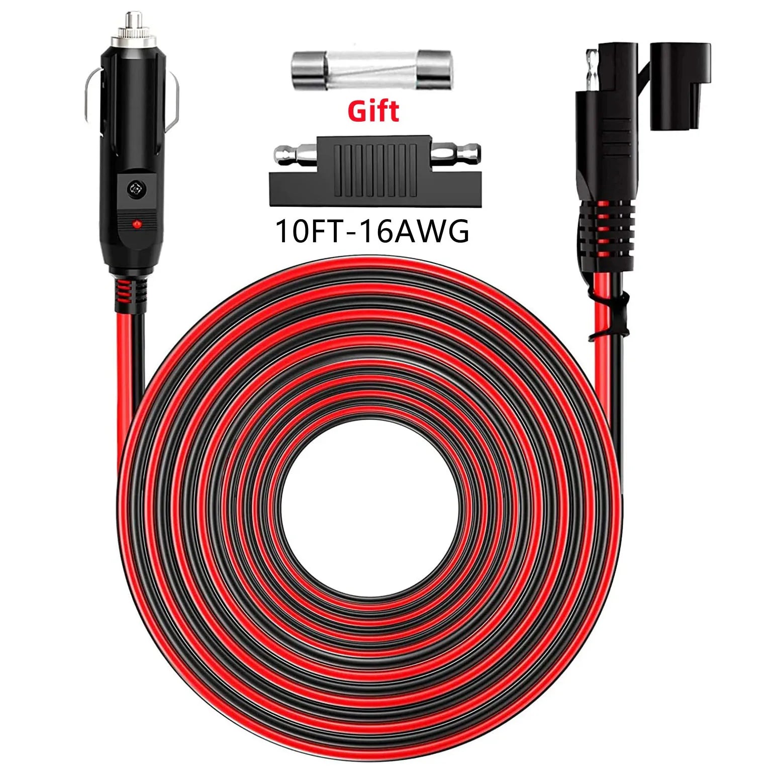 Rallonge allume-cigare 12 V/24 V Planète Rando, câble de 3 m rouge/noir, fusible offert, sécurité du circuit électrique de la voiture en extérieur.