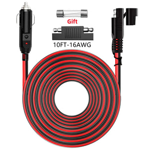 Rallonge allume-cigare 12 V/24 V Planète Rando, câble de 3 m rouge/noir, fusible offert, sécurité du circuit électrique de la voiture en extérieur.