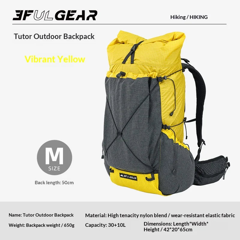 Sac à dos de randonnée ultraléger en tissu imperméable UHMWPE 700g "3F UL GEAR - TUTOR 30+10L"