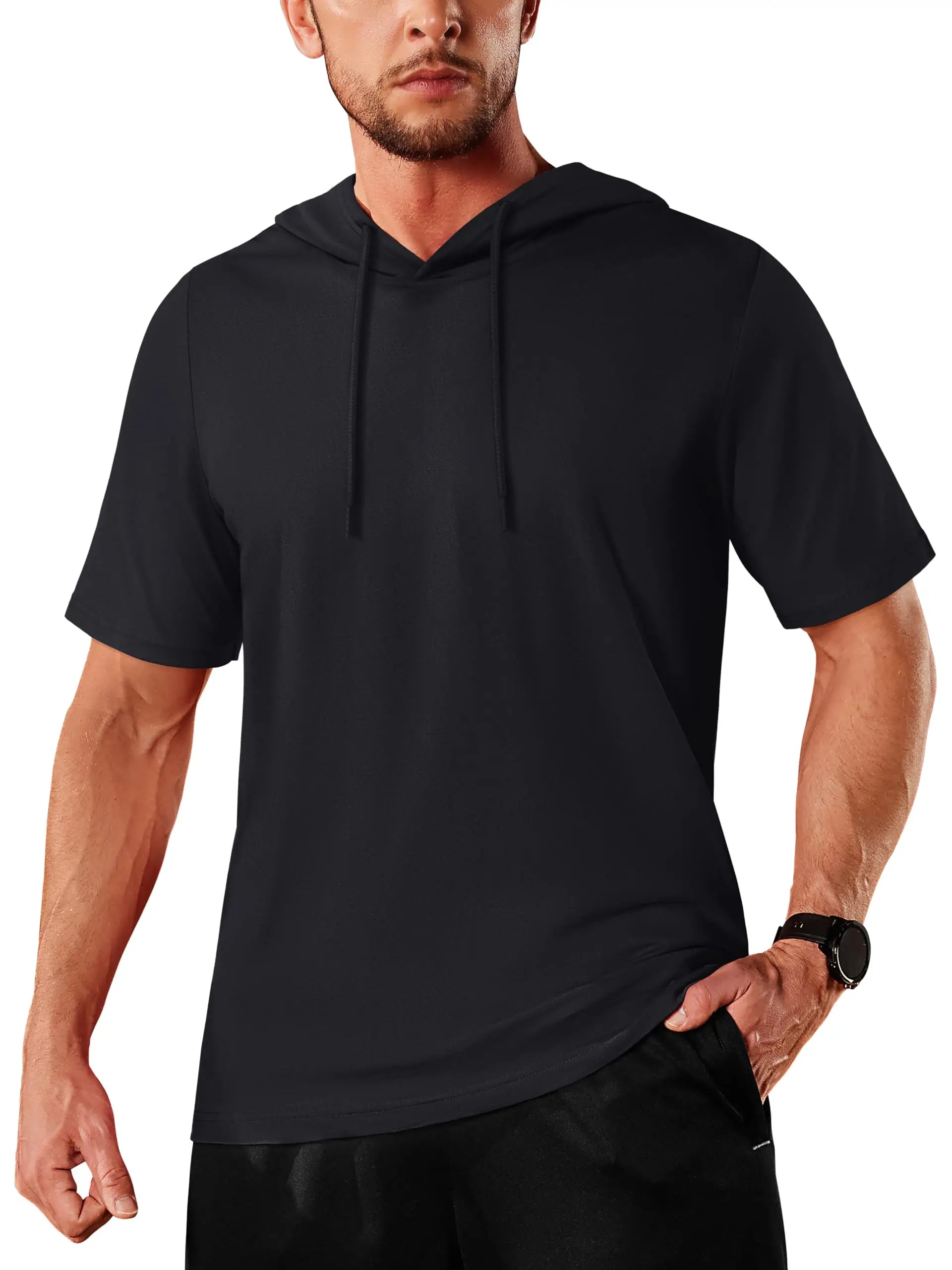 T-shirt à capuche légers en coton pour l'été, manches courtes "TACVASEN - TS300"