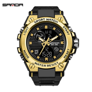 SANDA-Montre-bracelet de sport étanche pour homme, haut de gamme, montres de luxe pour homme, militaire, montre de l'armée, affichage des touristes SANDA