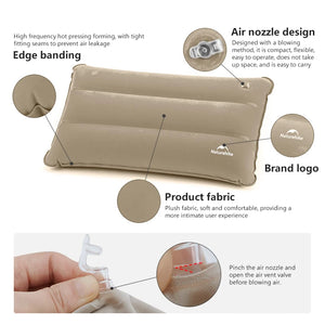 Naturehike – oreiller gonflable carré, ultraléger, pour Camping en plein air, randonnée, voyage, avion Portable, pliable, doux et confortable Planète Rando