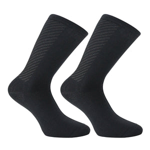 Trois paires de chaussettes de cyclisme pour hommes Daven Socks - YD-345, longueur ras du cou, en blanc, jaune néon avec accents noirs, et noir sont présentées côte à côte sur un fond blanc.