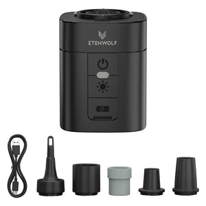 Pompe à air portable ETENWOLF AIR 3 avec 2600 mAh et lampe de camping – Gonflage et dégonflage pour matelas gonflables et articles de piscine. ETENWOLF