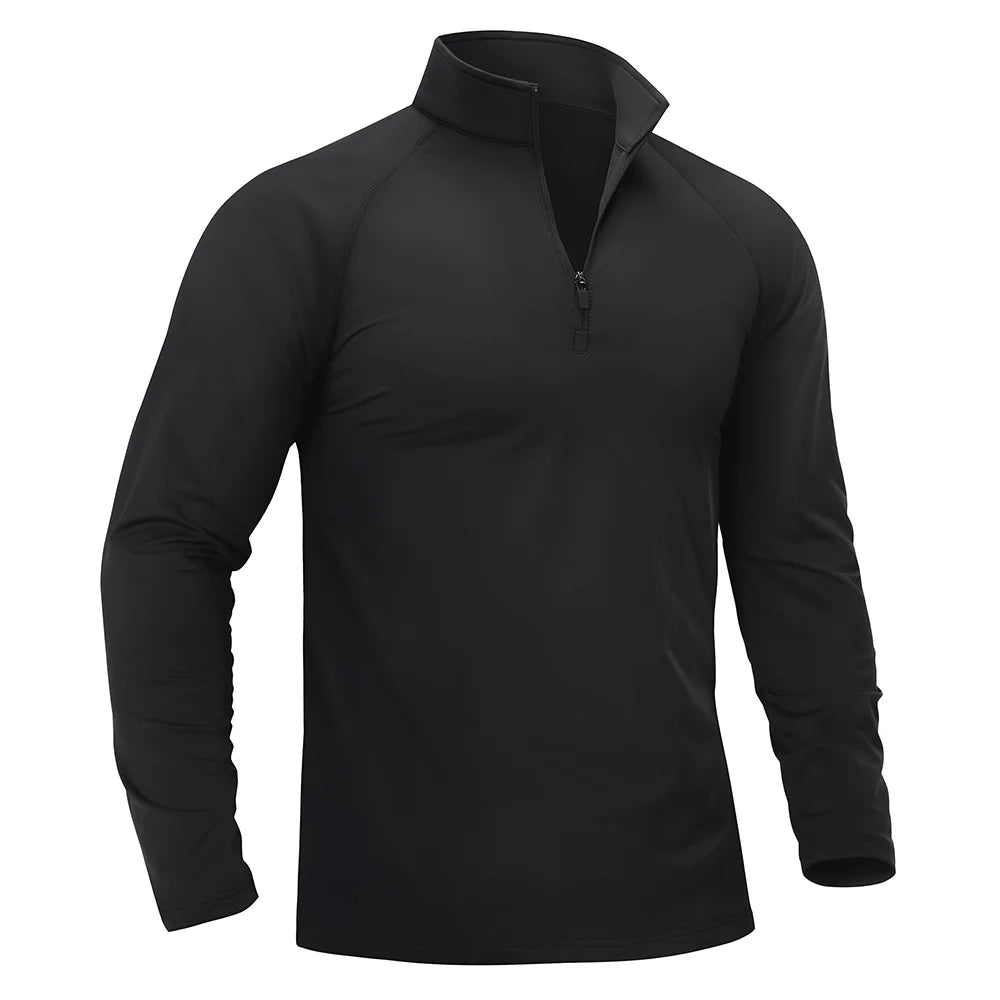 T-shirt thermique / sweat-shirt polaire à fermeture éclair 1/4 et manches longues pour homme "TACVASEN - TS321"